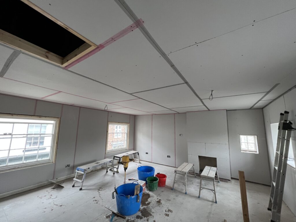 insulating and plasterboarding a room in much wenloick shropshire
